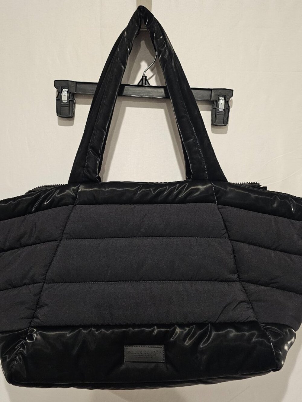 Pajar Canada Cetion Puffy Tote Bag Quilted Lightweight Black Shoulder Travel